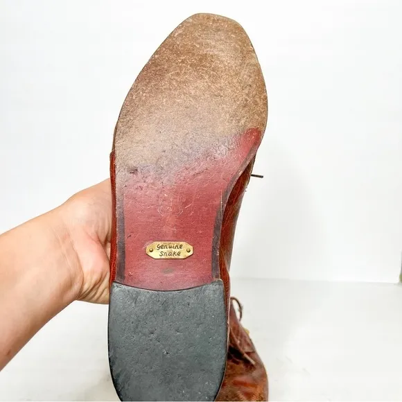 VTG Marco Vicci Genuine Snakeskin Oxford Shoes Cognac Tan Size 10.5 Men’s