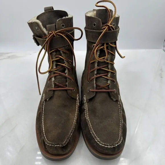 Vtg Ralph Lauren Boots Mens Sz 14D Brentwood Suede Leather Shearling Olive Boot