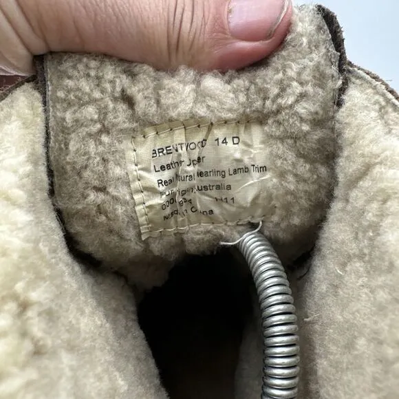 Vtg Ralph Lauren Boots Mens Sz 14D Brentwood Suede Leather Shearling Olive Boot