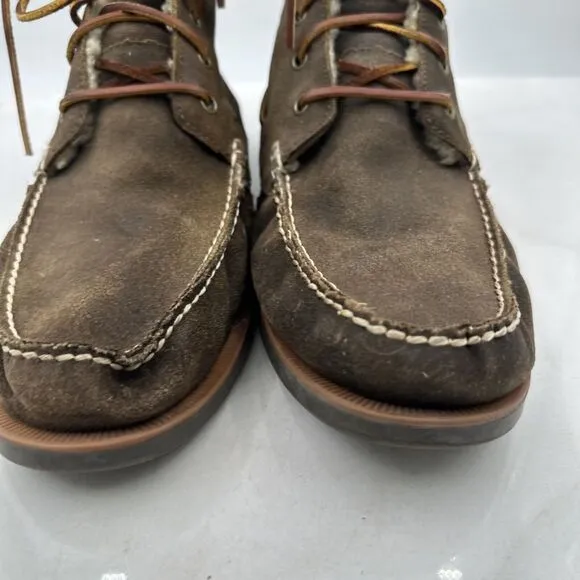Vtg Ralph Lauren Boots Mens Sz 14D Brentwood Suede Leather Shearling Olive Boot