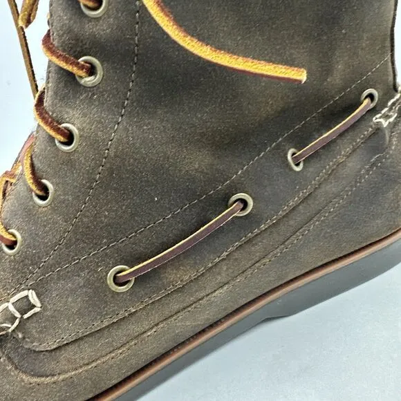 Vtg Ralph Lauren Boots Mens Sz 14D Brentwood Suede Leather Shearling Olive Boot