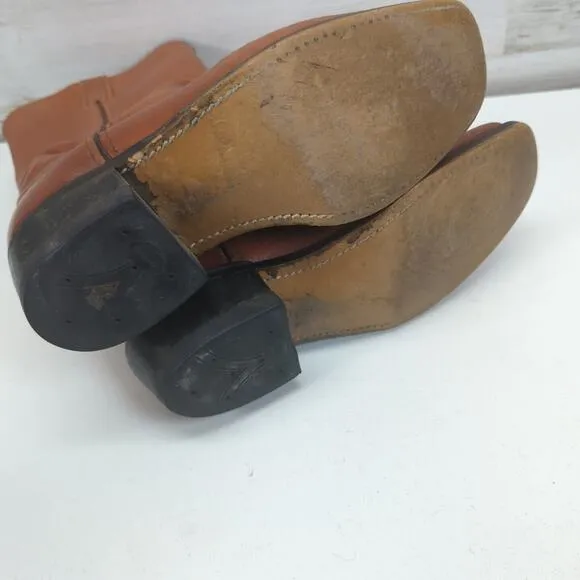VTG Sears Roebuck BrownLeather Mens Size 8.5 D Western Campus Boots Weathered