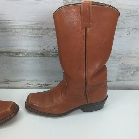 VTG Sears Roebuck BrownLeather Mens Size 8.5 D Western Campus Boots Weathered