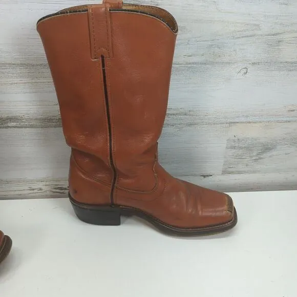 VTG Sears Roebuck BrownLeather Mens Size 8.5 D Western Campus Boots Weathered