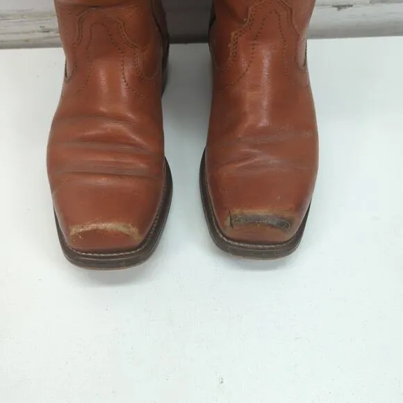 VTG Sears Roebuck BrownLeather Mens Size 8.5 D Western Campus Boots Weathered