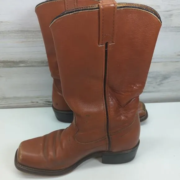 VTG Sears Roebuck BrownLeather Mens Size 8.5 D Western Campus Boots Weathered