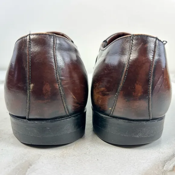VTG Y2K Leather Classics Men's Brown Leather Slip On Loafers Dress Shoes, Sz 9.5