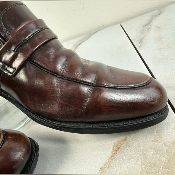VTG Y2K Leather Classics Men's Brown Leather Slip On Loafers Dress Shoes, Sz 9.5