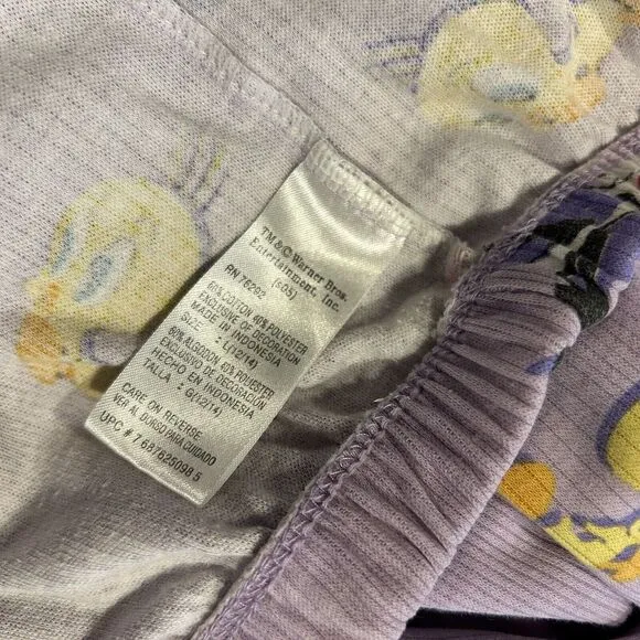 Warner Bros Vintage Tweety Bird Pajama‎ Set Size Large
