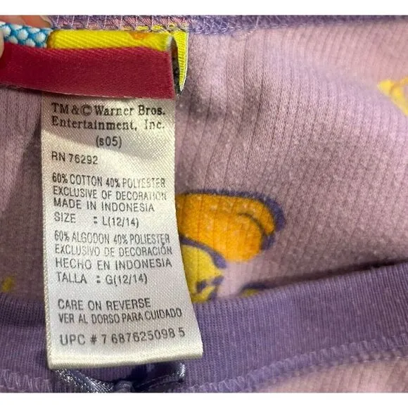 Warner Bros Vintage Tweety Bird Pajama‎ Set Size Large
