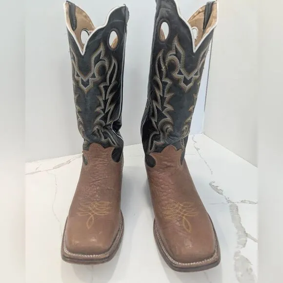 Western Casuals 308Q Men's Brown Black Leather hecho Mexico Boots cowboy sz 12