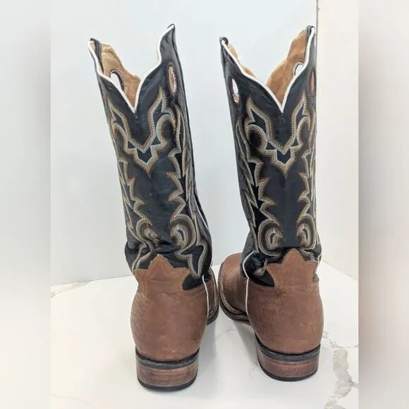 Western Casuals 308Q Men's Brown Black Leather hecho Mexico Boots cowboy sz 12