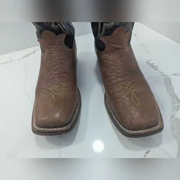 Western Casuals 308Q Men's Brown Black Leather hecho Mexico Boots cowboy sz 12