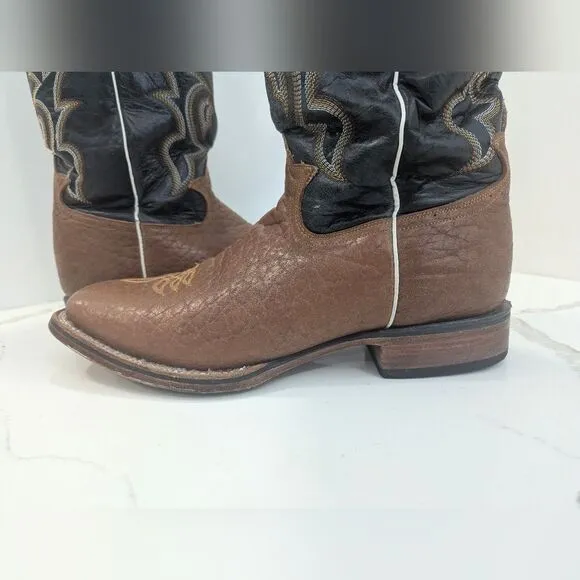 Western Casuals 308Q Men's Brown Black Leather hecho Mexico Boots cowboy sz 12
