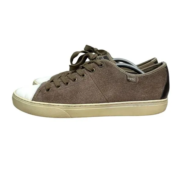 WEZC Mens Sneakers Clive Suede Vamp Low Top Lace Up Walnut Brown Black Sz 12‎