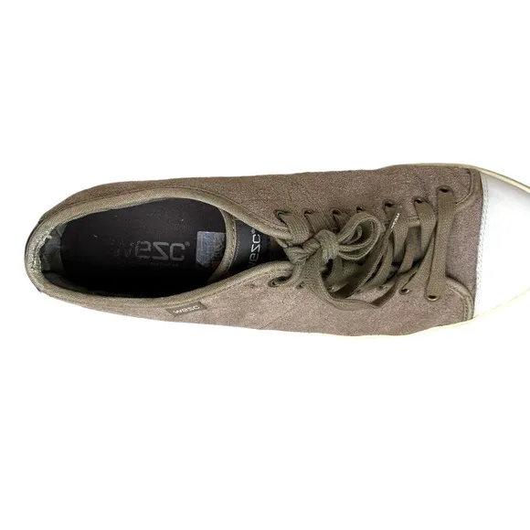 WEZC Mens Sneakers Clive Suede Vamp Low Top Lace Up Walnut Brown Black Sz 12‎