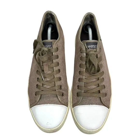 WEZC Mens Sneakers Clive Suede Vamp Low Top Lace Up Walnut Brown Black Sz 12‎
