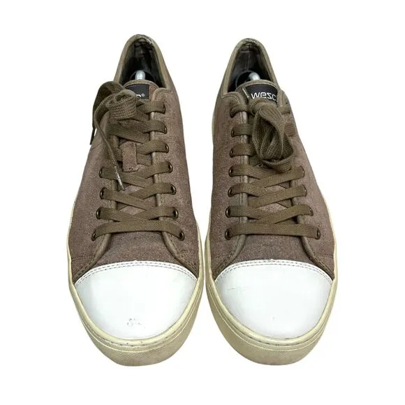 WEZC Mens Sneakers Clive Suede Vamp Low Top Lace Up Walnut Brown Black Sz 12‎