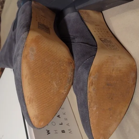 𝅺White House Black Market Gray Suede &quot;Dodge&quot; Tassel Shoe Boots Size 8 1/2