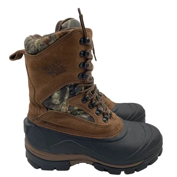 Wild Wolf Rocky Boots Brown Hunting Leather Waterproof Lined Mens Size 8 Wide