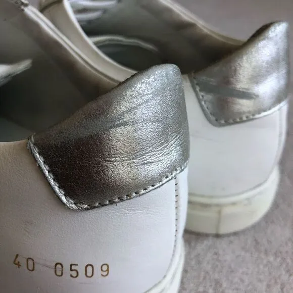 Woman by Common Projects Original Achilles White Leather Lace Up Sneakers