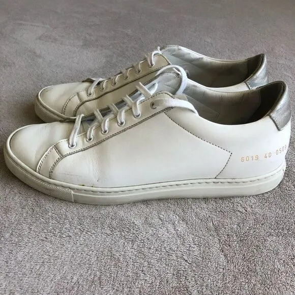 Woman by Common Projects Original Achilles White Leather Lace Up Sneakers
