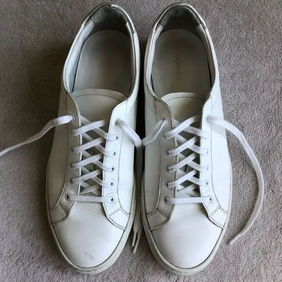 Woman by Common Projects Original Achilles White Leather Lace Up Sneakers