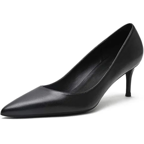 Women Fashion Pointed Toe Slip On Comfort Basic Kitten Heel Pumps Shoes Size: 9