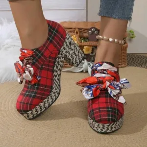 Women High Heel Platform Dance Shoes Fashion Lace-Up Increased Height