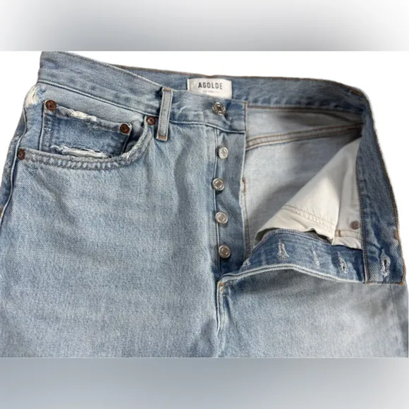 Women’s Agolde High Rise 90s Style Straight Light Wash Blue Jeans Size 26