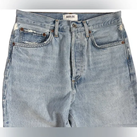 Women’s Agolde High Rise 90s Style Straight Light Wash Blue Jeans Size 26