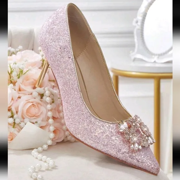 Women's Fashion Elegant Crystal Decor High Heel Pumps
