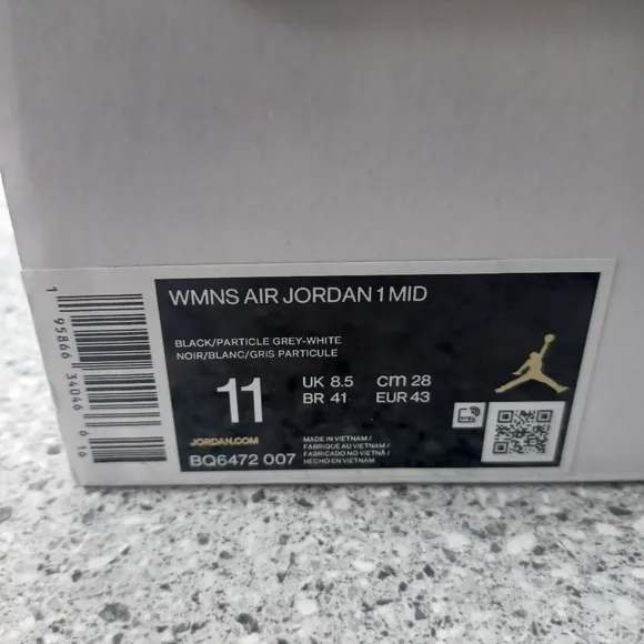 Women's Nike Air Jordan 1 Mid Shadow Black Grey Sneakers - Size 11 &amp; 12 …
