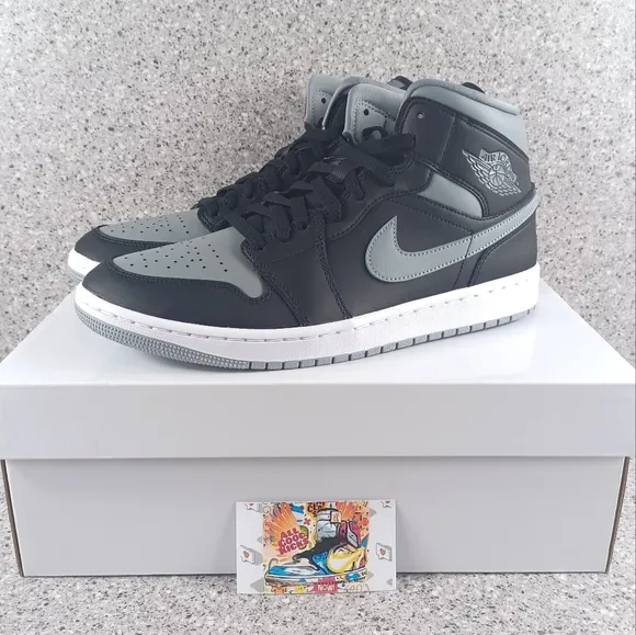 Women's Nike Air Jordan 1 Mid Shadow Black Grey Sneakers - Size 11 &amp; 12 …