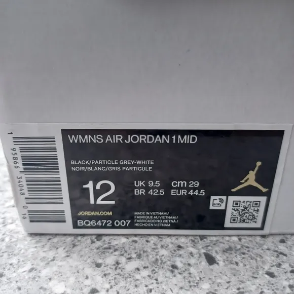 Women's Nike Air Jordan 1 Mid Shadow Black Grey Sneakers - Size 11 &amp; 12 …
