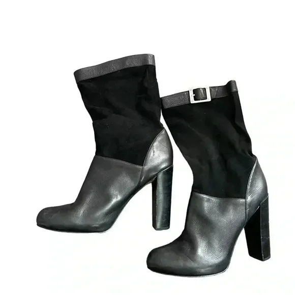 Women's Rachel Zoe mob wife Black leather Mid-Calf boots Size 9
