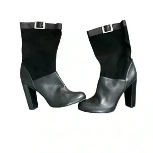 Women's Rachel Zoe mob wife Black leather Mid-Calf boots Size 9