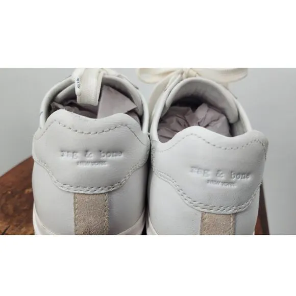 Women's‎ Rag &amp; Bone White RB Army Low Leather Sneakers Size 37 US Size 7