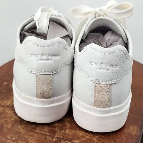 Women's‎ Rag &amp; Bone White RB Army Low Leather Sneakers Size 37 US Size 7
