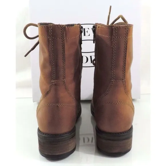 Women's Shoes Steve Madden Tropa 2-0 Lace up Combat Boots Leather Cognac 6.5