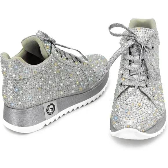 ✨Women's Silver Fashion Glitter Shoes Sparkly High Top Sneakers Trendy Shoes