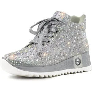 ✨Women's Silver Fashion Glitter Shoes Sparkly High Top Sneakers Trendy Shoes