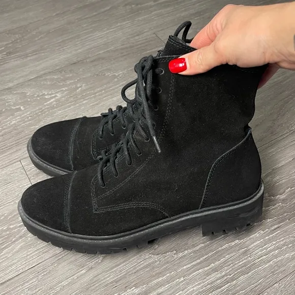 Womens suede Black Lace-Up Boots Lucky Brand