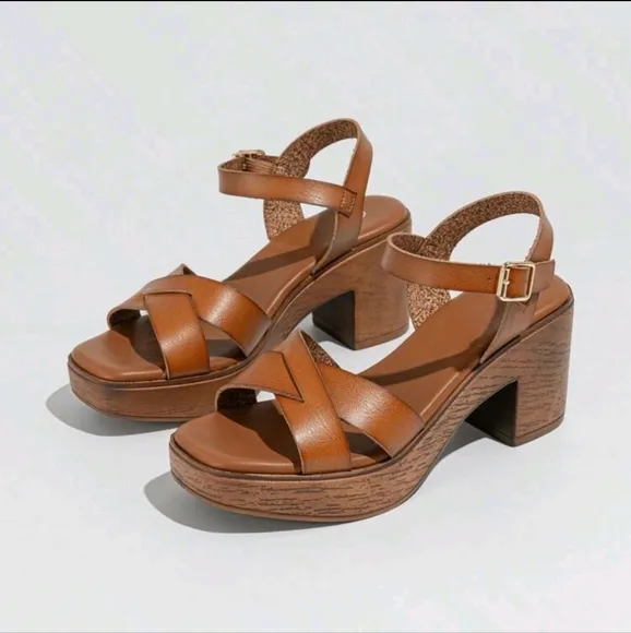 Women's Summer Fashion Square Toe Platform Slip-On Sandals With Thick Comfy