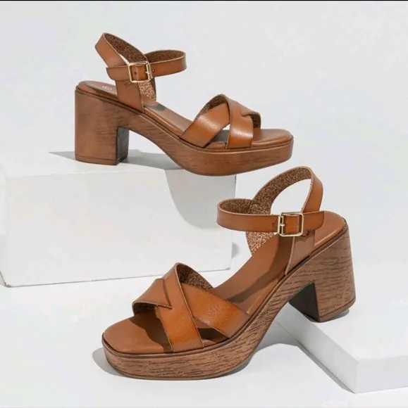 Women's Summer Fashion Square Toe Platform Slip-On Sandals With Thick Comfy