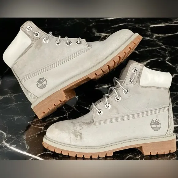 Women's Timberland® Premium 6-Inch Gray/White Leather Waterproof Size 6