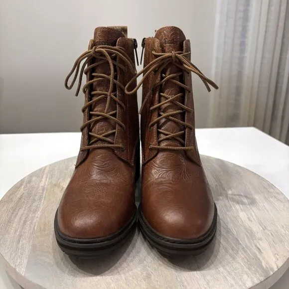 Women's Timberland Sienna High Embossed Brown Leather Waterproof Boots US Size 8