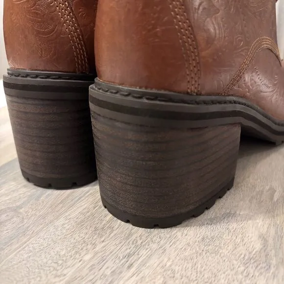 Women's Timberland Sienna High Embossed Brown Leather Waterproof Boots US Size 8