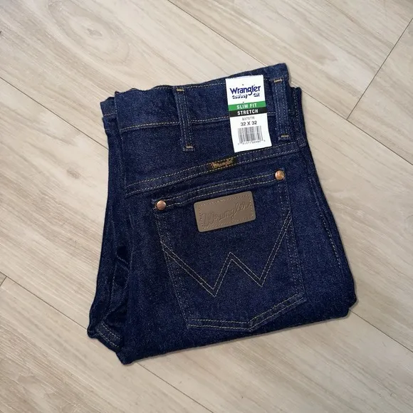 Wrangler Jeans Mens 32x32 Slim Fit Cowboy Cut Rodeo Blue Denim Jeans Western New