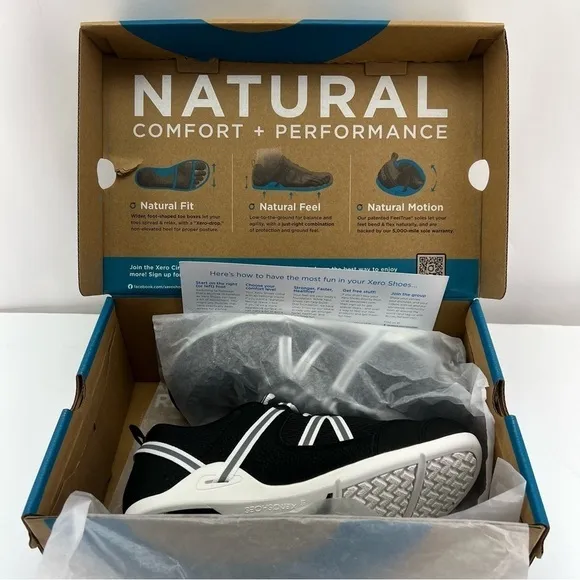 Xeroshoes-Men's Prio Running and Fitness Lightweight Shoes-Black/White. Size:6.5